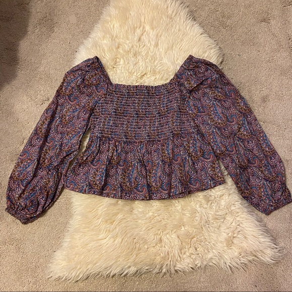 NWT J.Crew Puff-sleeve smocked top in Liberty® Tropical Prince print M - Picture 6 of 9